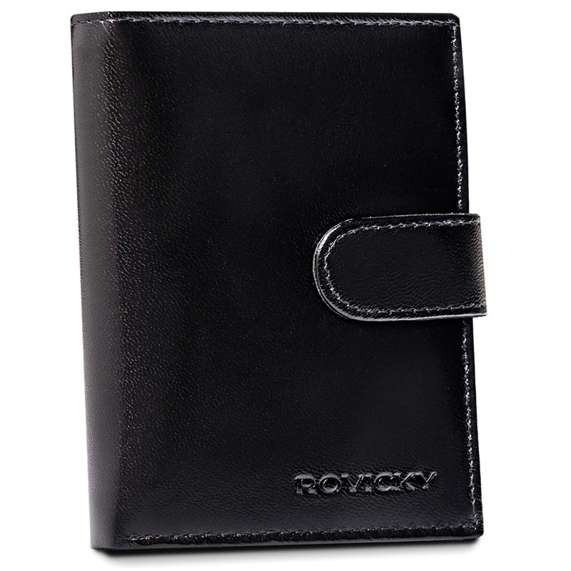 Kožená peněženka Rovicky 10L upínkou + RFID černá