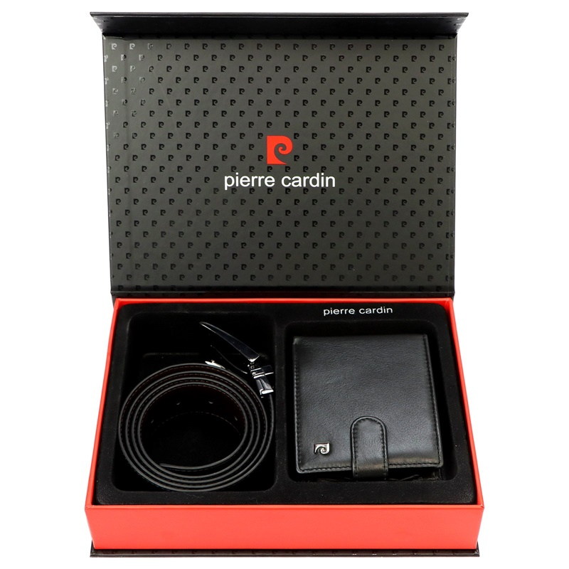 Dárková sada pro muže Pierre Cardin: peněženka 324a a oboustranný opasek Double 125/110 cm