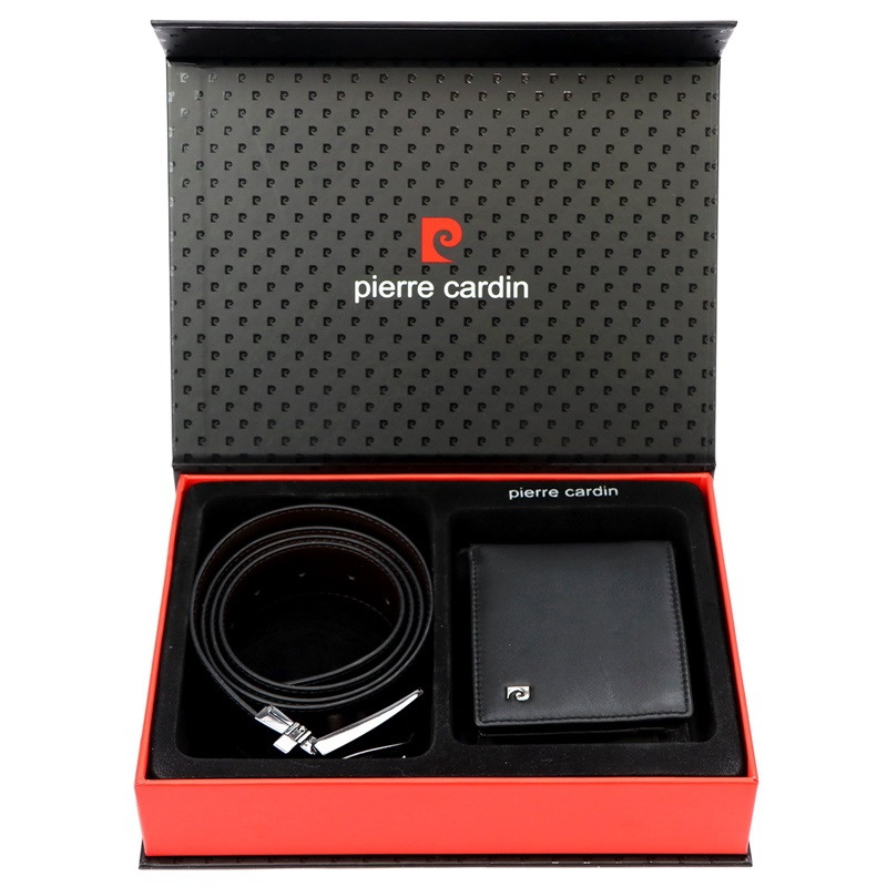 Dárková sada pro muže Pierre Cardin: peněženka 8806 a oboustranný opasek Double 130/115 cm