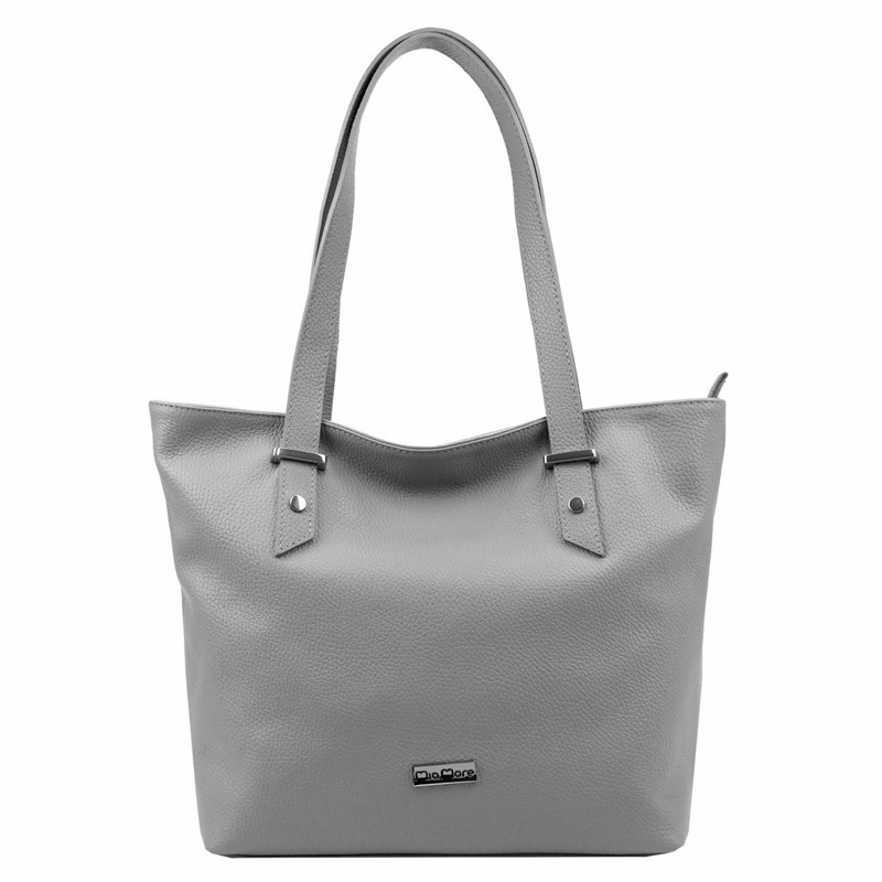 Velká kožená kabelka na rameno/do ruky MiaMore no. 058 šedá