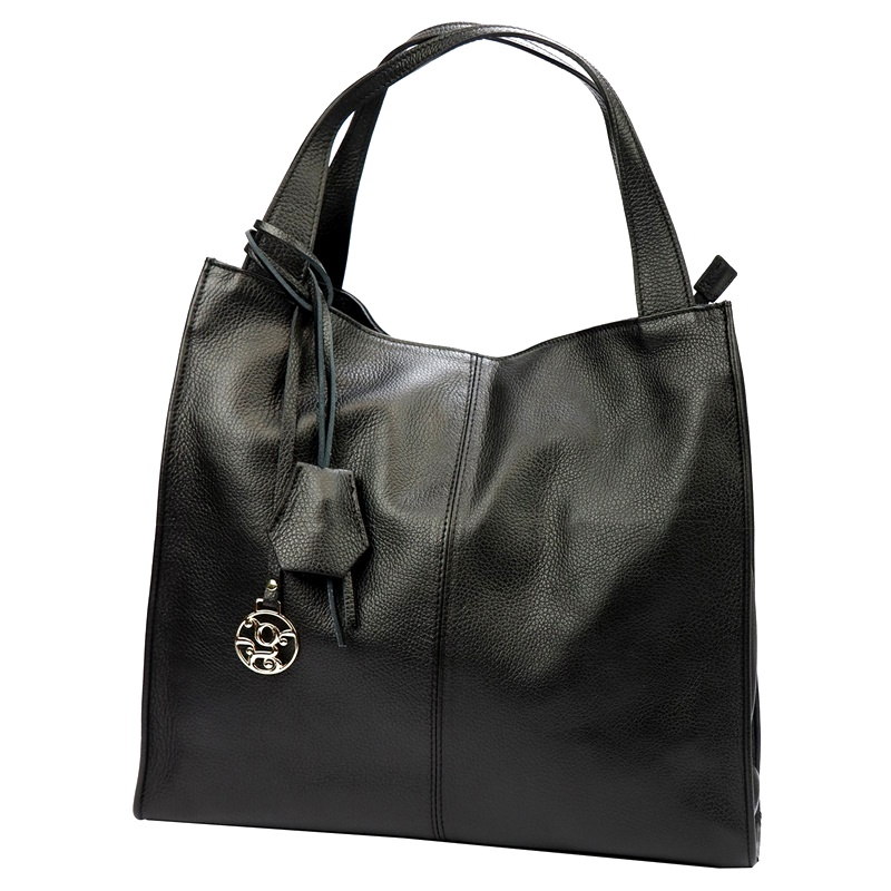 Opravdu velká kožená kabelka na rameno Gregorio no. 025 černá