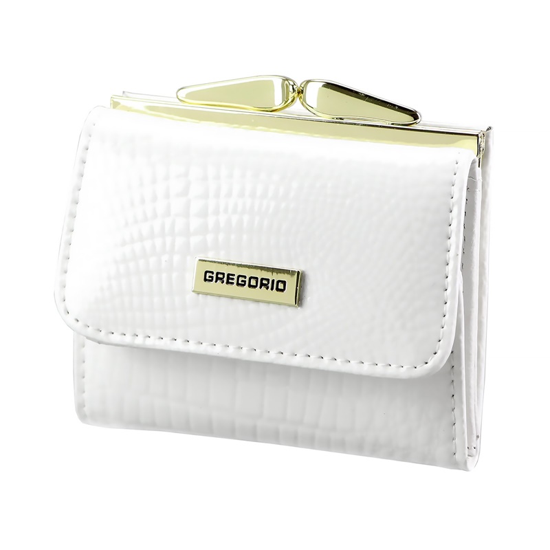 Malá lesklá kožená peněženka Gregorio 126 bílá