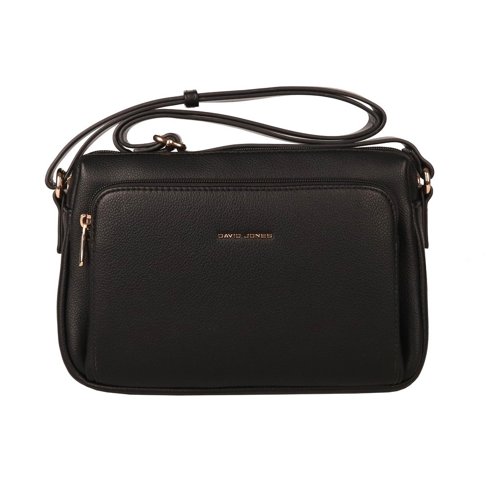 Tříoddlová středně velká crossbody kabelka David Jones 7429 černá