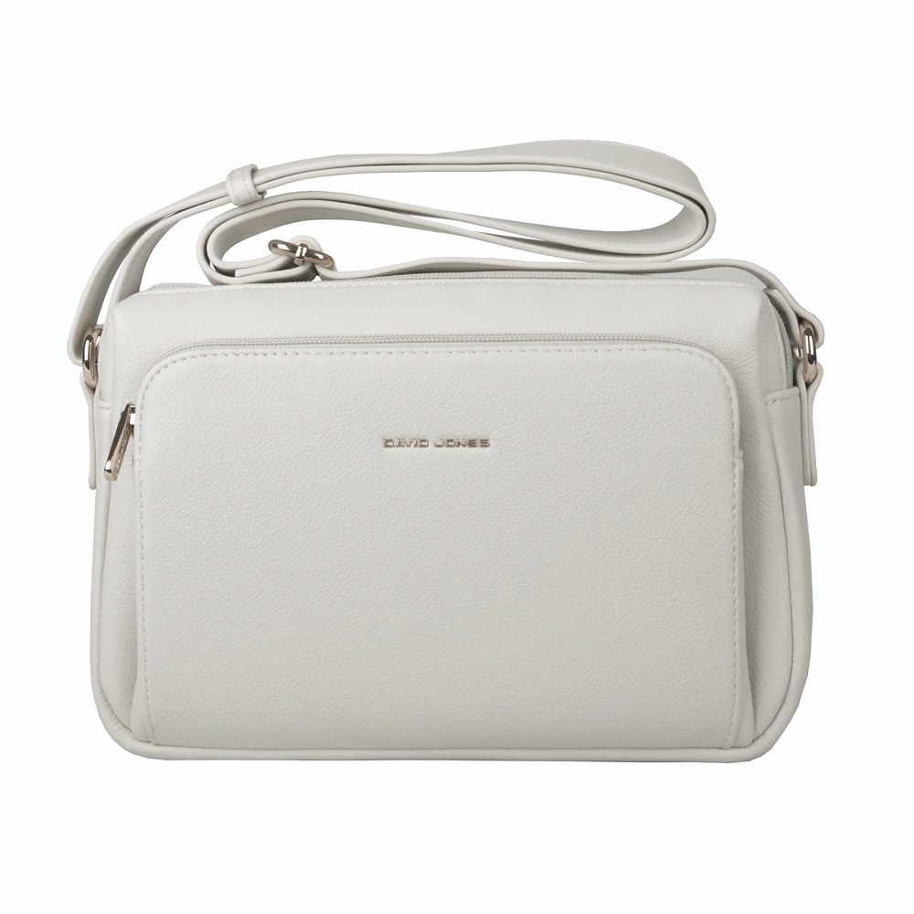 Tříoddlová středně velká crossbody kabelka David Jones 7429 mandlově mléčná