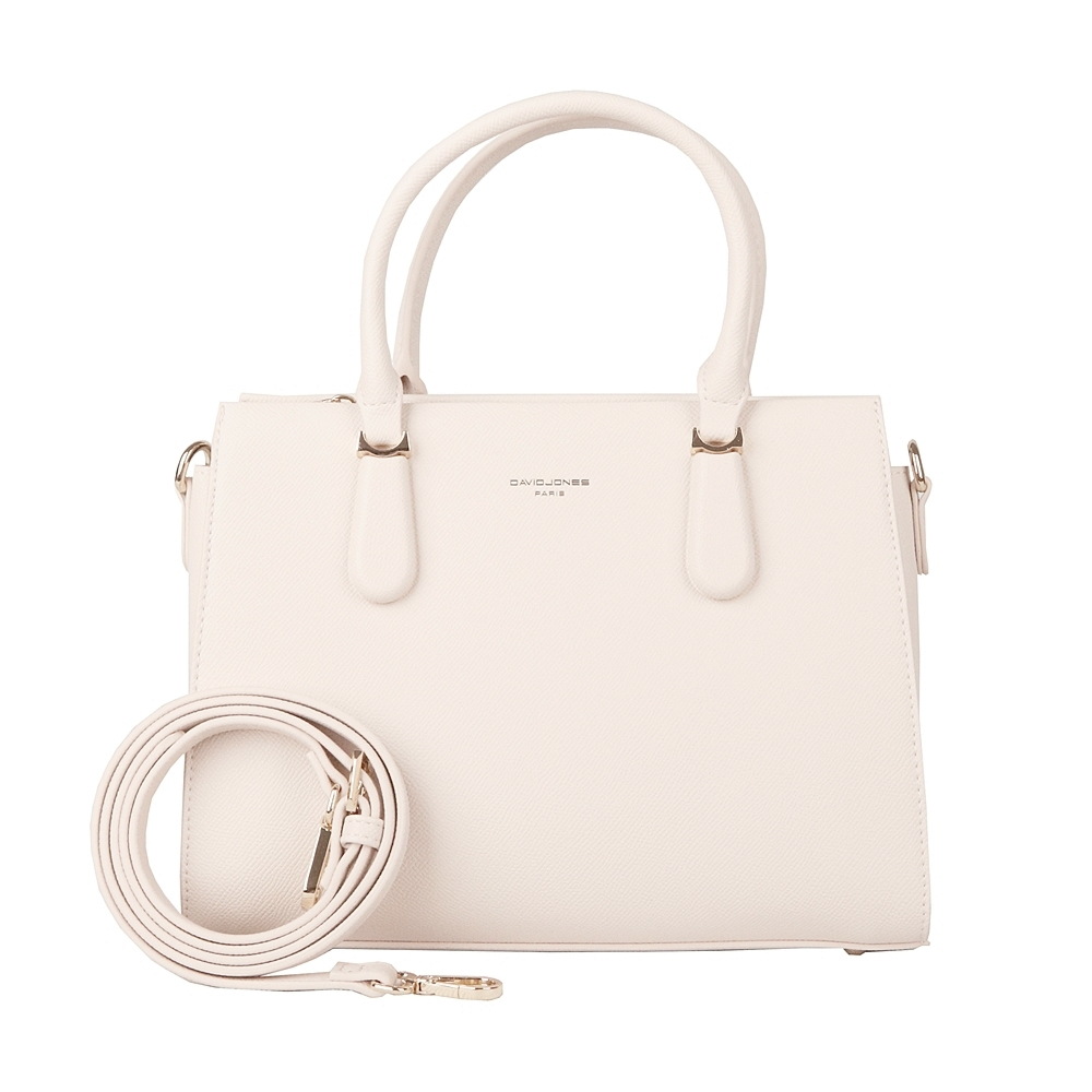 Středně velká tříoddílová kabelka do ruky David Jones CM7505 jemně světlerůžová
