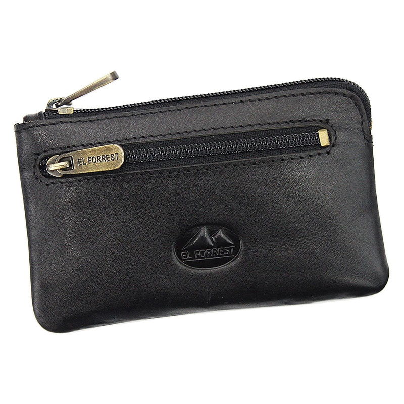 Kvalitní kožená hladká klíčenka El Forrest černá