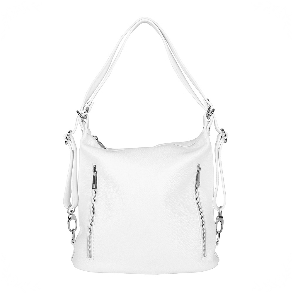 Kožená kabelka na rameno a batoh v 1 no. 2315 bílá (kabelkobatoh)