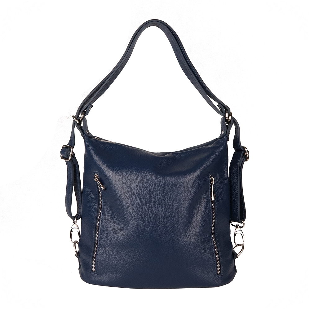 Kožená kabelka na rameno a batoh v 1 no. 2315 tmavěmodrá kabelkobatoh