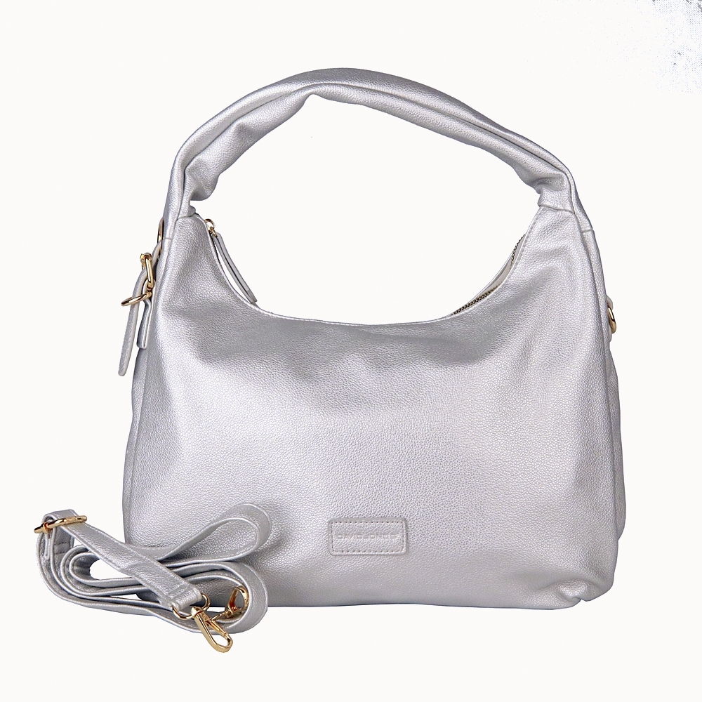 Středně velká kabelka na rameno David Jones CM7455 stříbrná