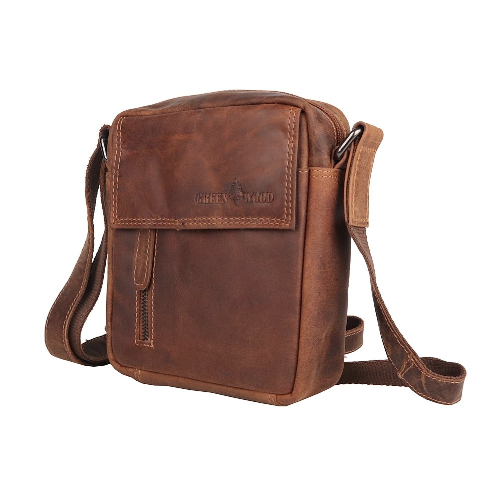 Malá pánská kožená crossbody taška GreenWood no. 191051 hnědá