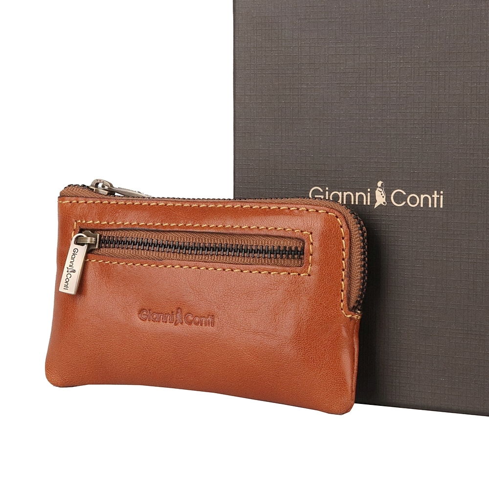 Luxusní kožená hladká klíčenka Gianni Conti no. 073 světlehnědá