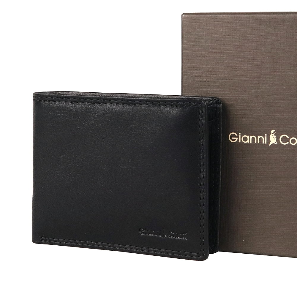 Luxusní hladká kožená peněženka Gianni Conti no. 020 černá