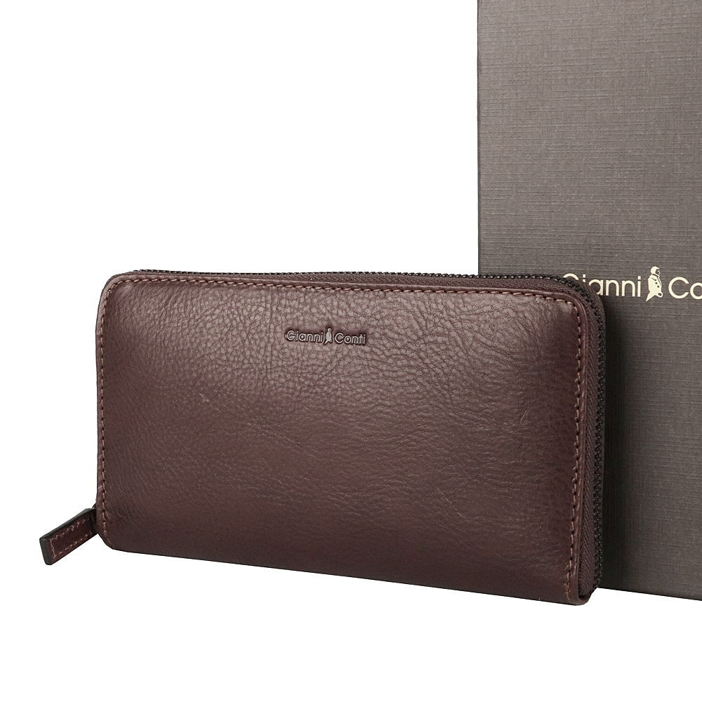 Luxusní celozipová kožená peněženka Gianni Conti no. 918 tmavěhnědá
