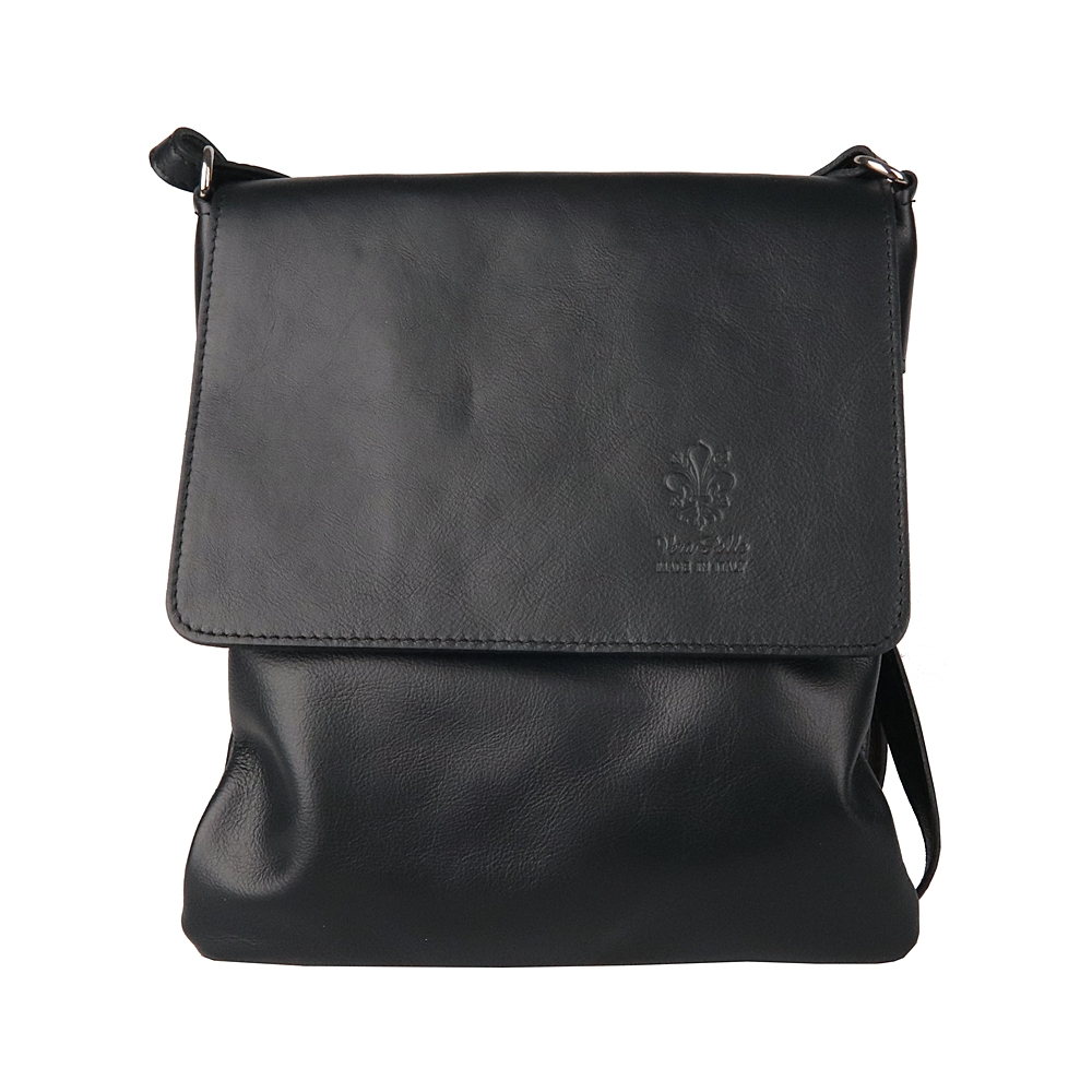 Dámská kožená středně velká crossbody kabelka no. 47 černá
