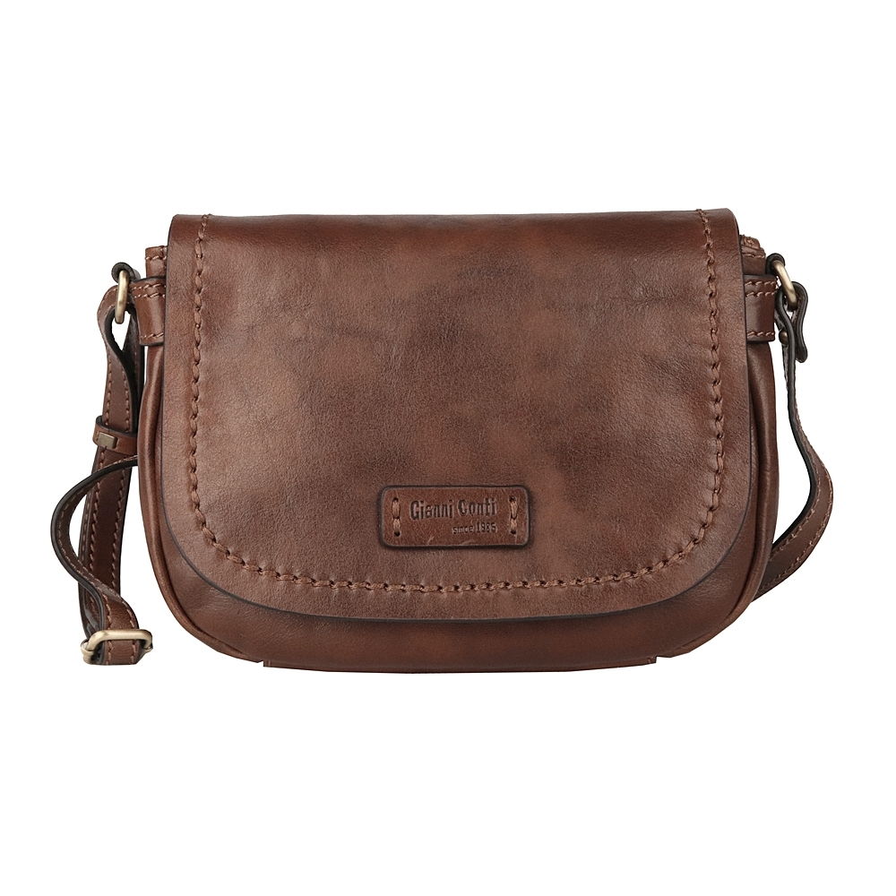 Malá luxusní kožená crossbody kabelka Gianni Conti no. 439 tmavěhnědá