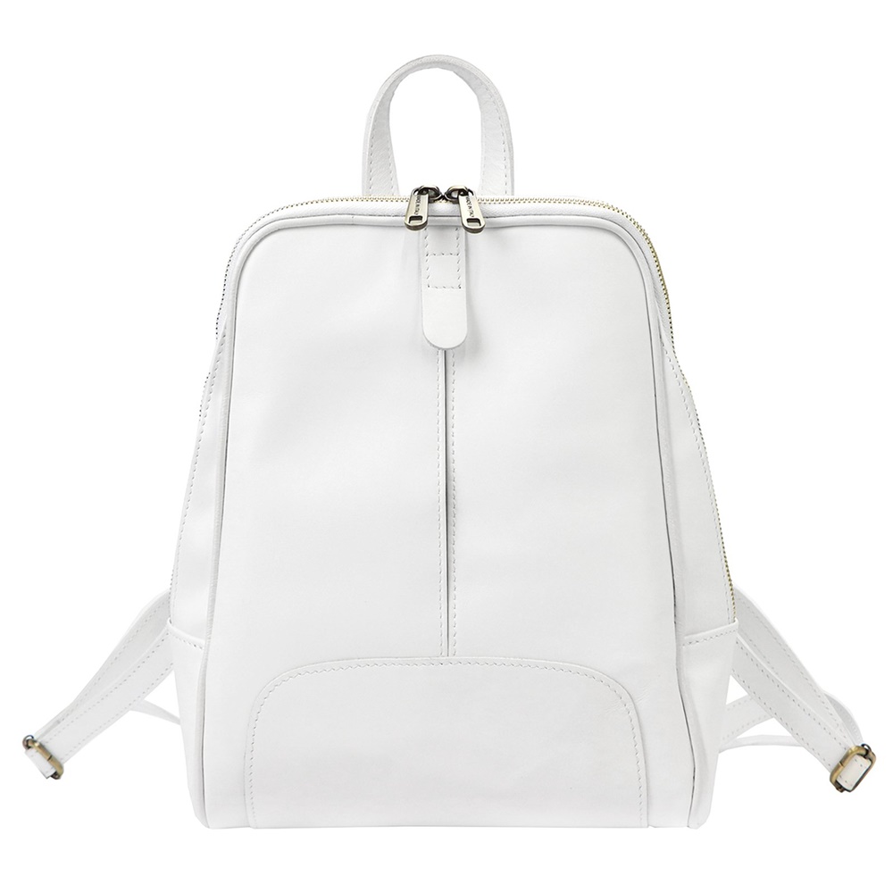 Střední dámský kožený pevný batoh Florence 21, obsah cca. 7 bílý