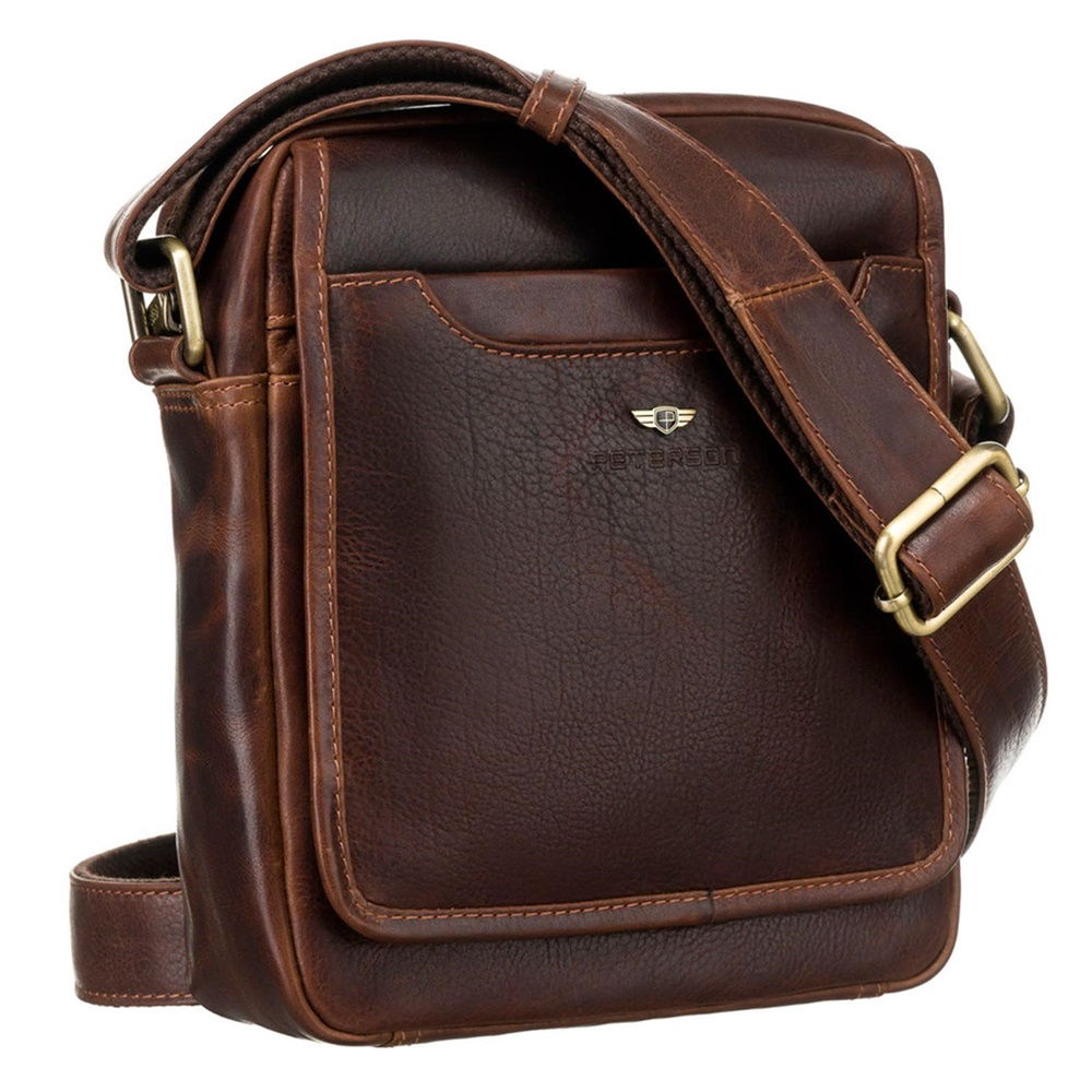 Pánská kožená crossbody taška Peterson TB-117-WAX tmavěhnědá