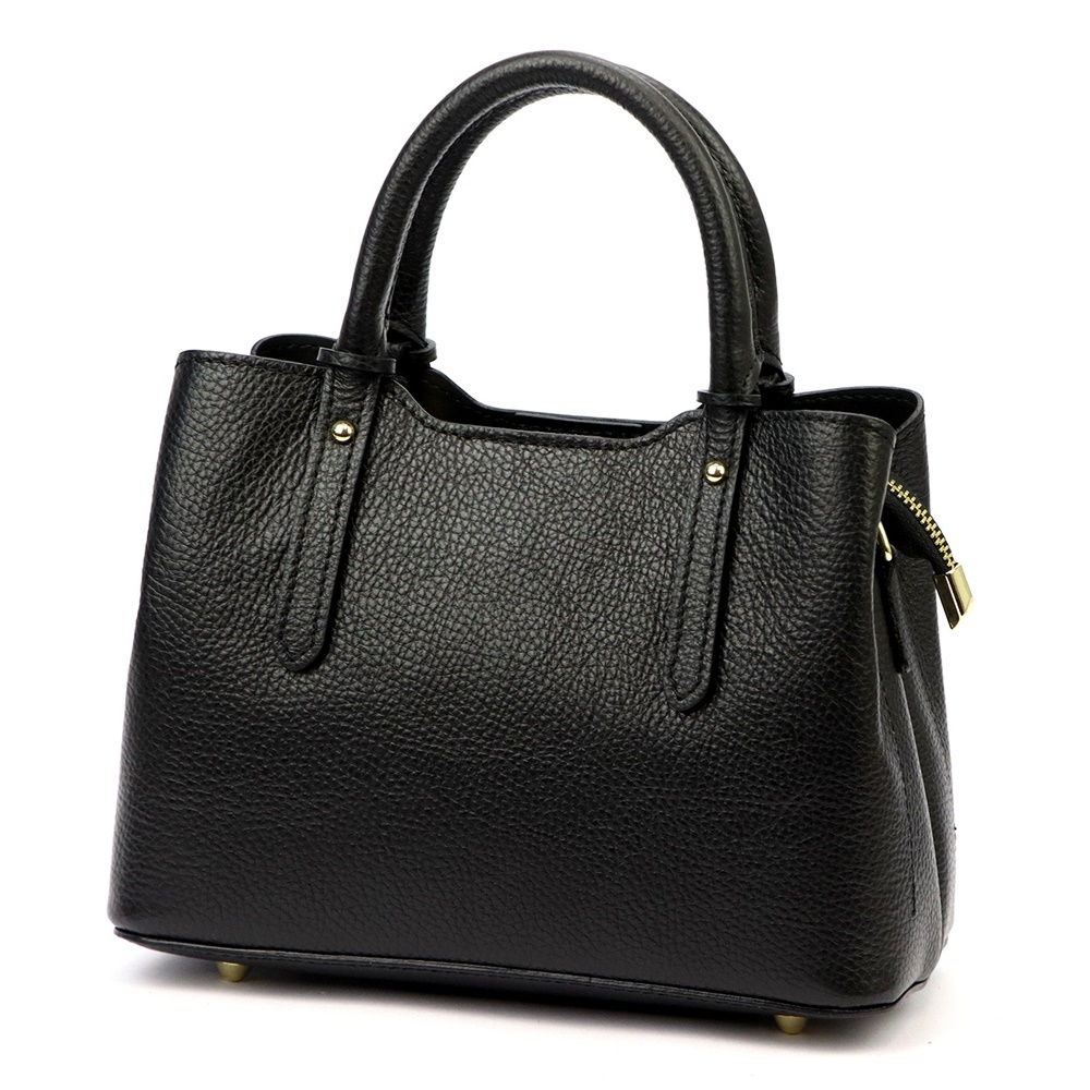 Malá tříoddílová kožená kabelka do ruky Luka no. 87 černá