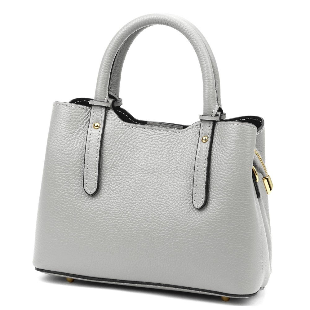 Malá tříoddílová kožená kabelka do ruky Luka no. 87 šedá