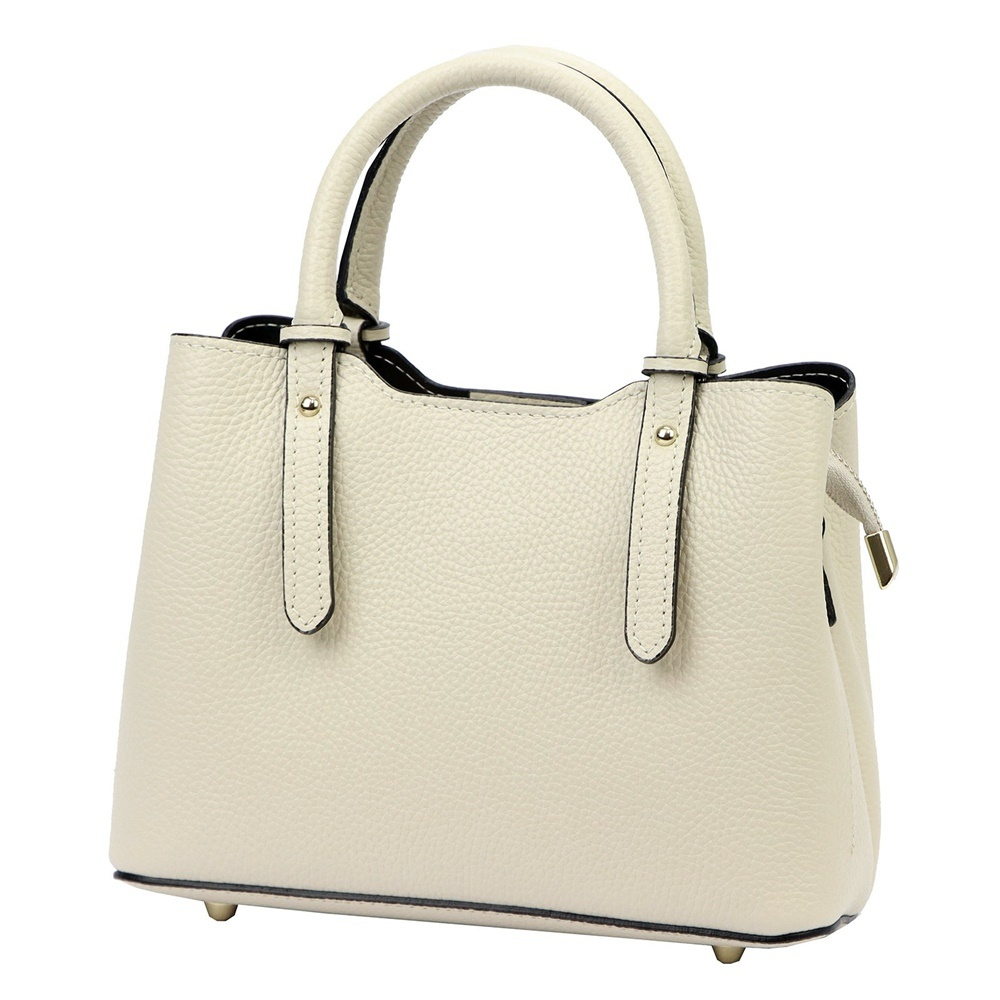 Malá tříoddílová kožená kabelka do ruky Luka no. 87 béžová