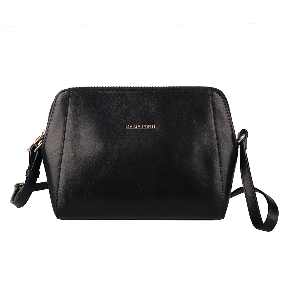 Dvouoddílová luxusní dámská kožená crossbody kabelka Marta Ponti A19 černá