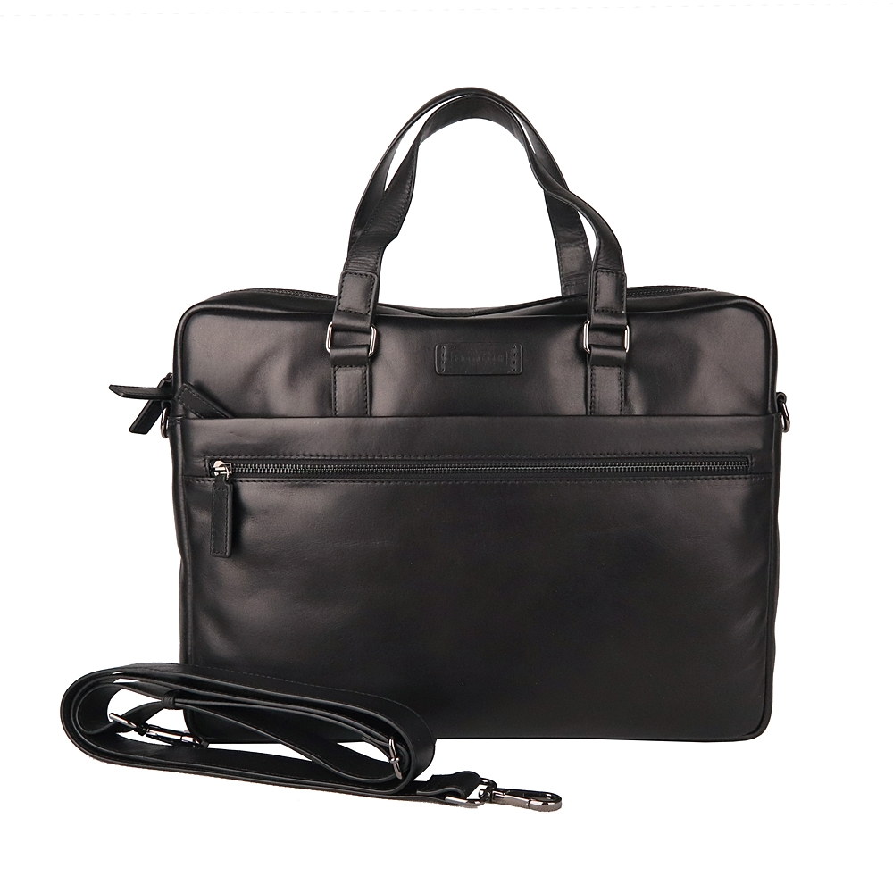 Velká luxusní kožená hladká business taška do ruky Gianni Conti no. 20 černá