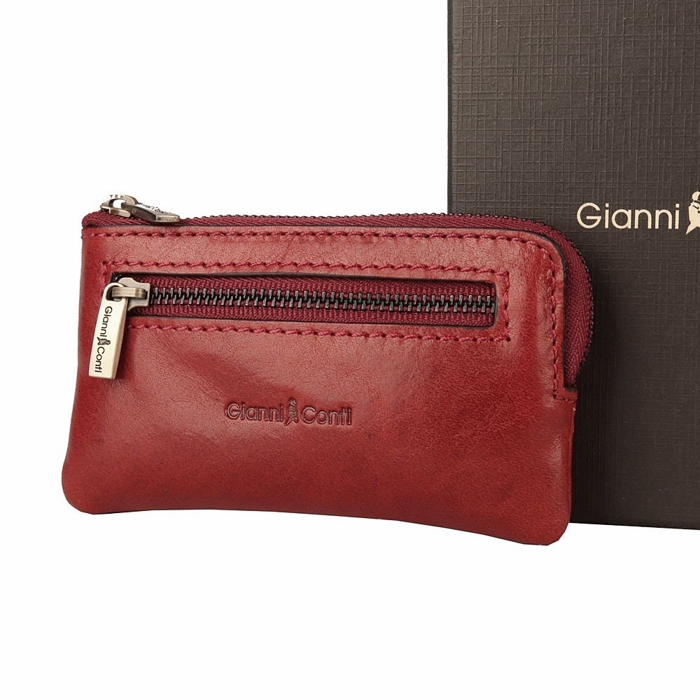Luxusní kožená hladká klíčenka Gianni Conti no. 073 tmavěčervená