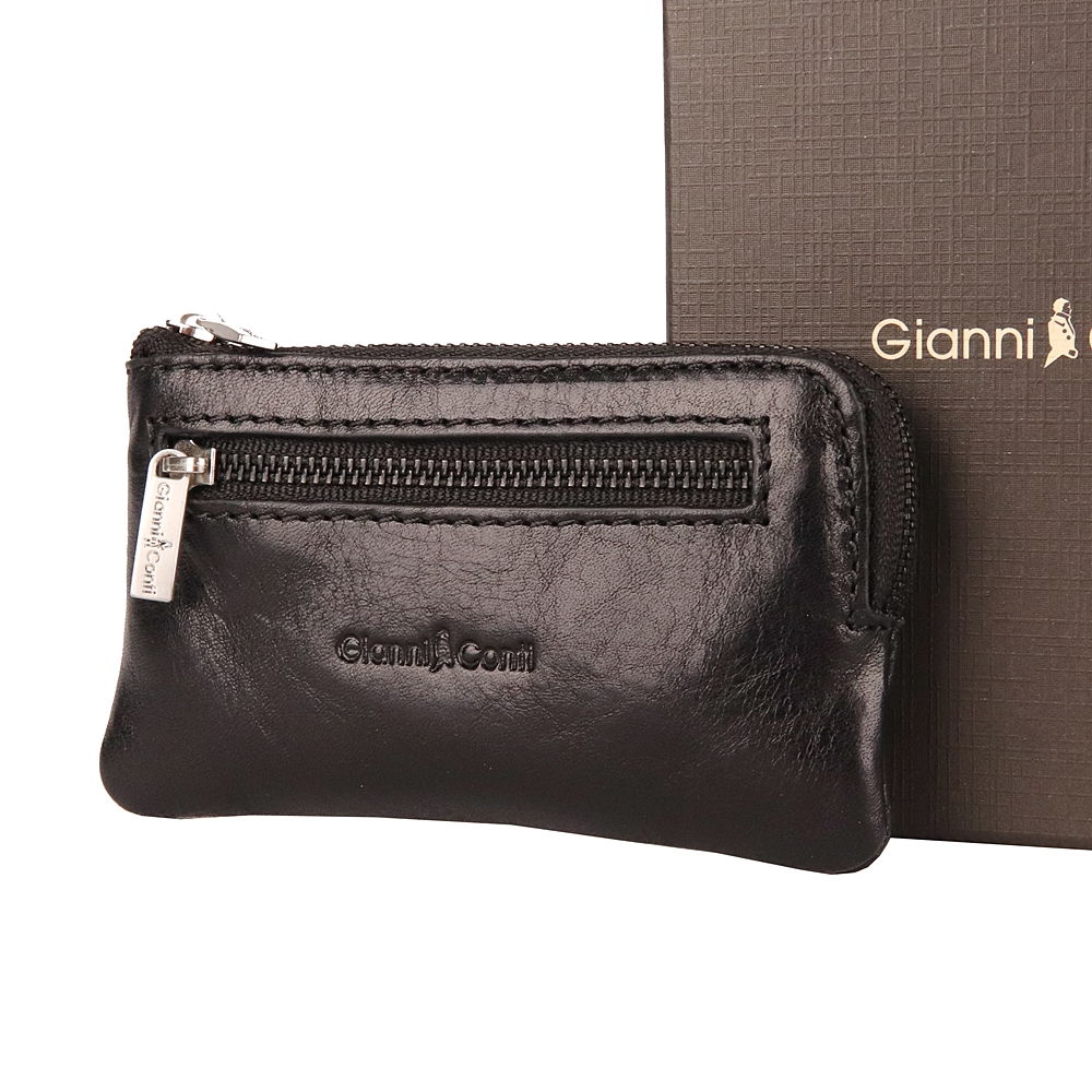 Luxusní kožená hladká klíčenka Gianni Conti no. 073 černá