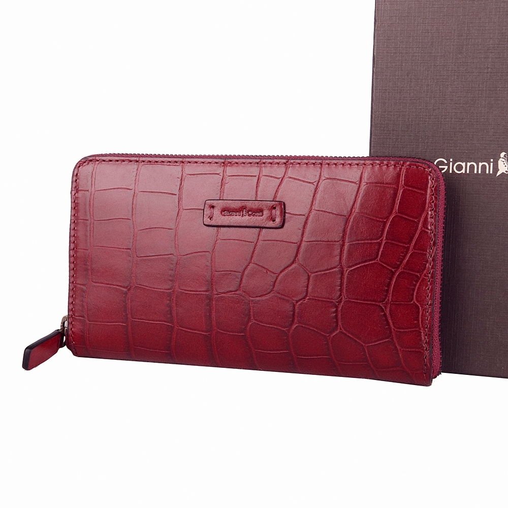 Kožená celozipová peněženka Gianni Conti no. 9498 vínová