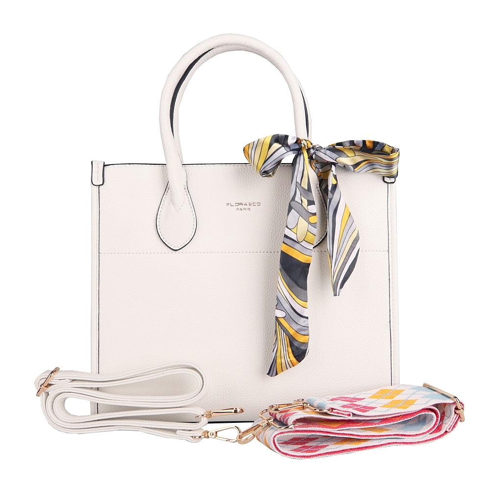 Elegantní středně velká kabelka do ruky FLORA&CO H6935 bílá