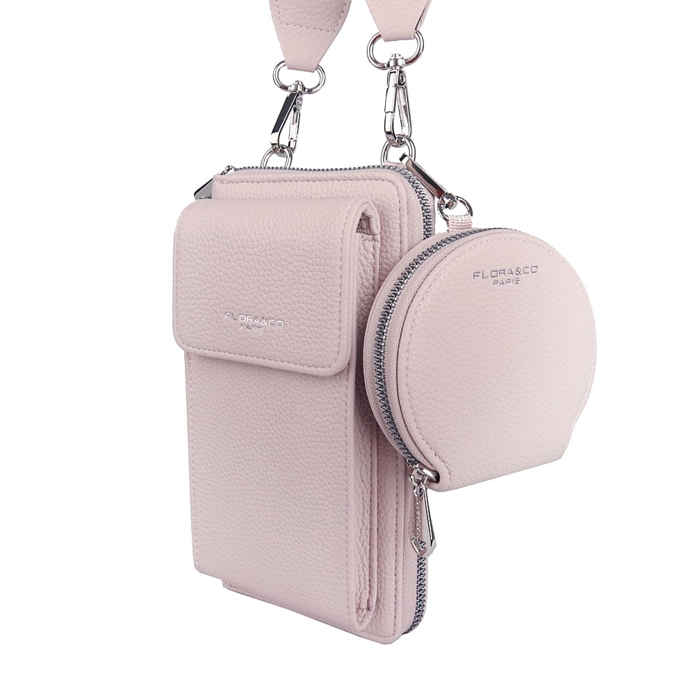 Malá crossbody kabelka (pouzdro na mobil a peněženka) + malá peněženka Flora 50 růžová