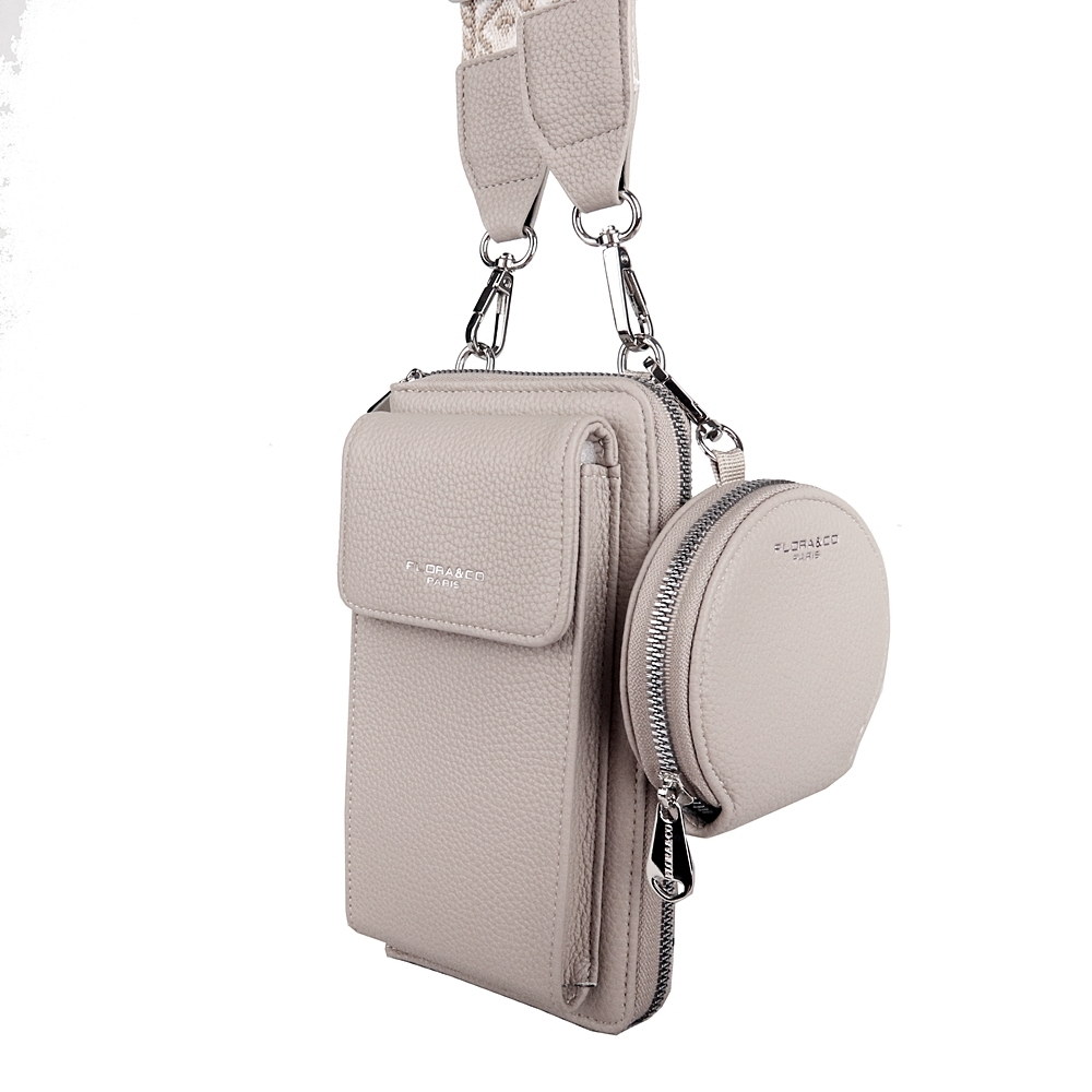 Malá crossbody kabelka (pouzdro na mobil a peněženka) + malá peněženka Flora 50 béžová