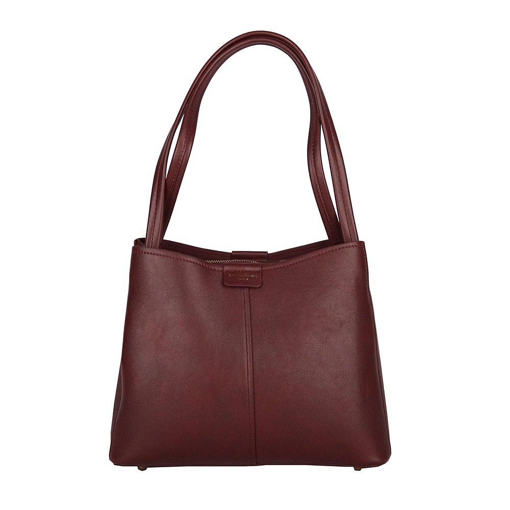 Středně velká tříoddílová kabelka na rameno David Jones CM7176 tmavěvínová