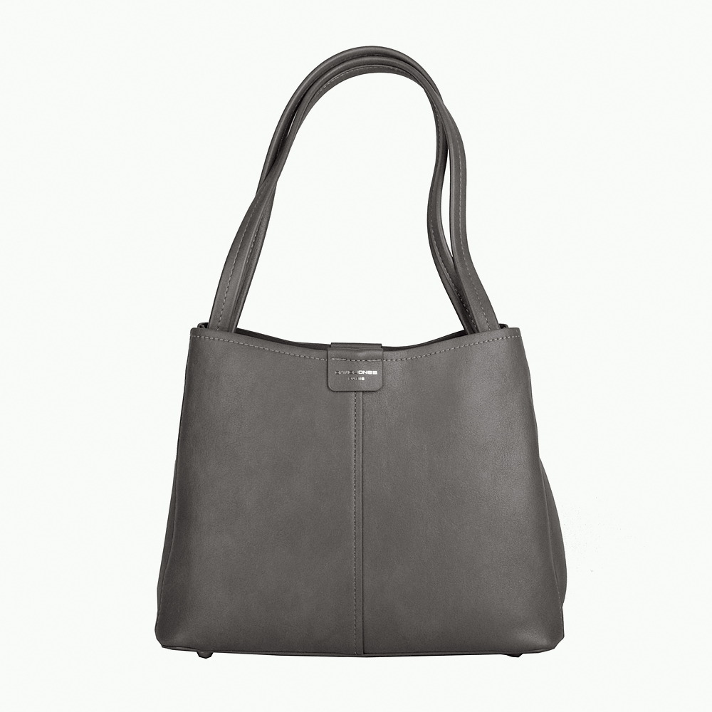 Středně velká tříoddílová kabelka na rameno David Jones CM7176 šedá