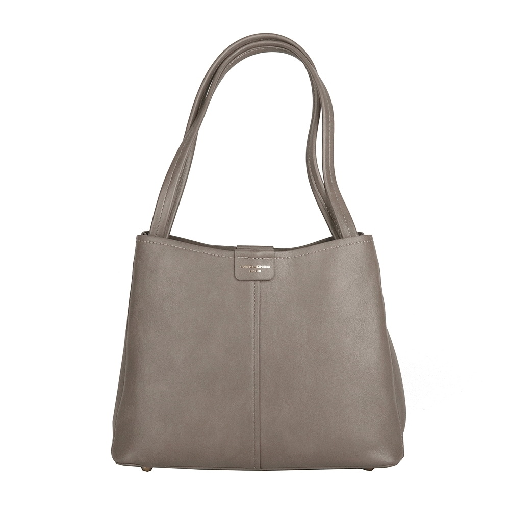 Středně velká tříoddílová kabelka na rameno David Jones CM7176 hnědo-šedá