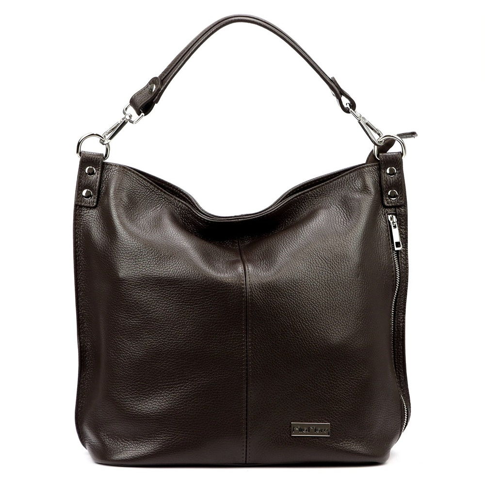 Velká kožená kabelka na rameno i crossbody MiaMore no. 053 tmavěhnědá