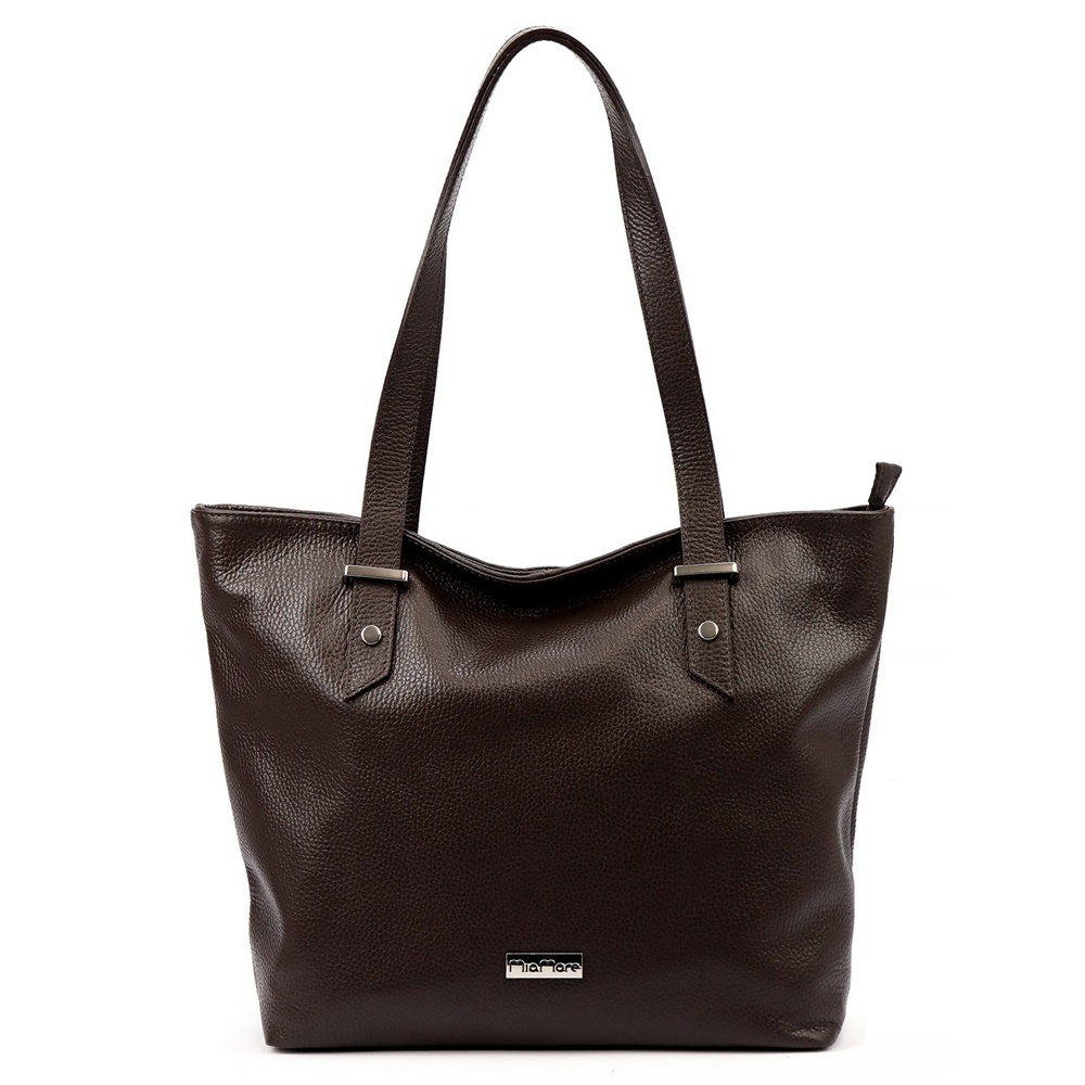 Velká kožená kabelka na rameno/do ruky MiaMore no. 058 tmavěhnědá