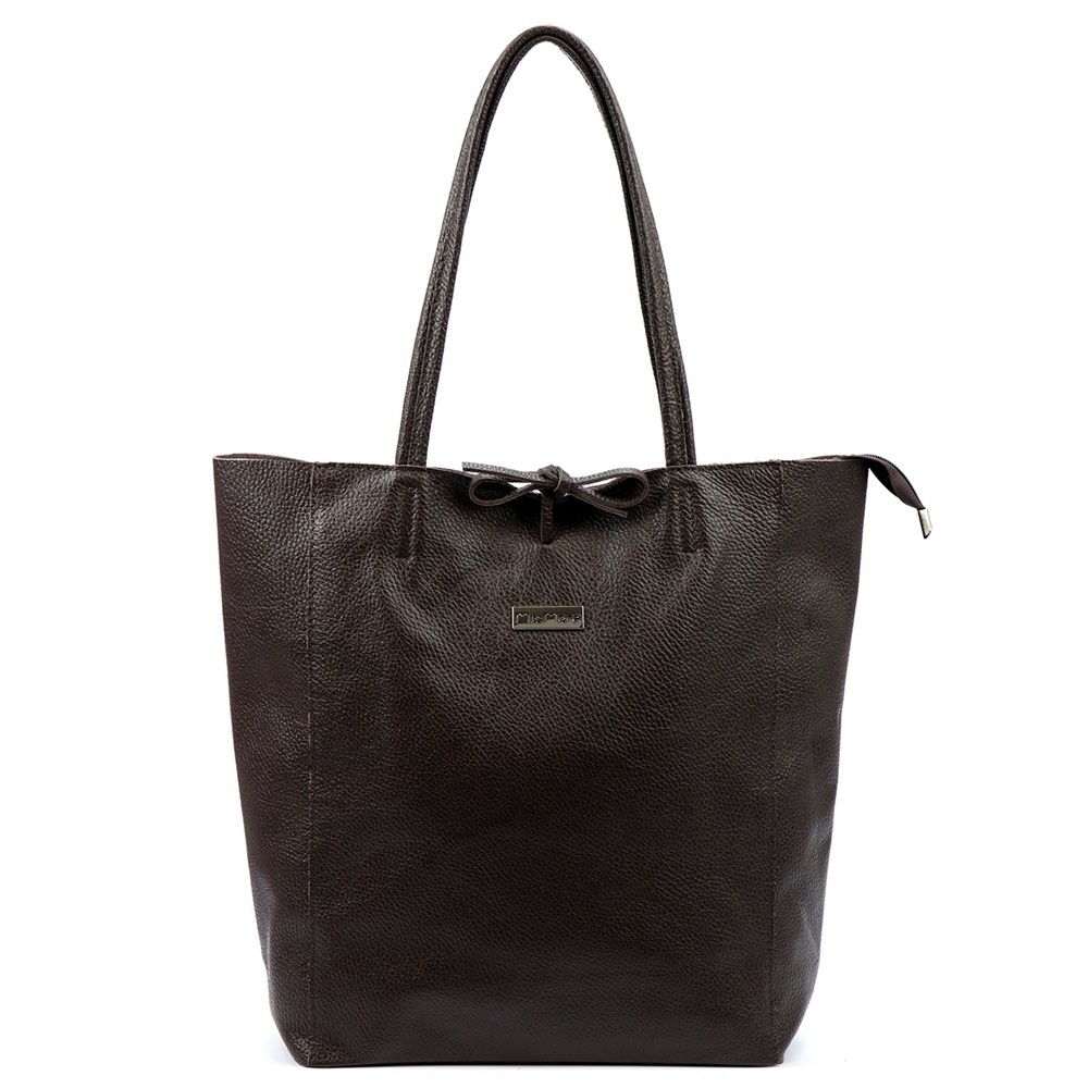 Velká kožená kabelka na rameno/do ruky MiaMore no. 014 tmavěhnědá