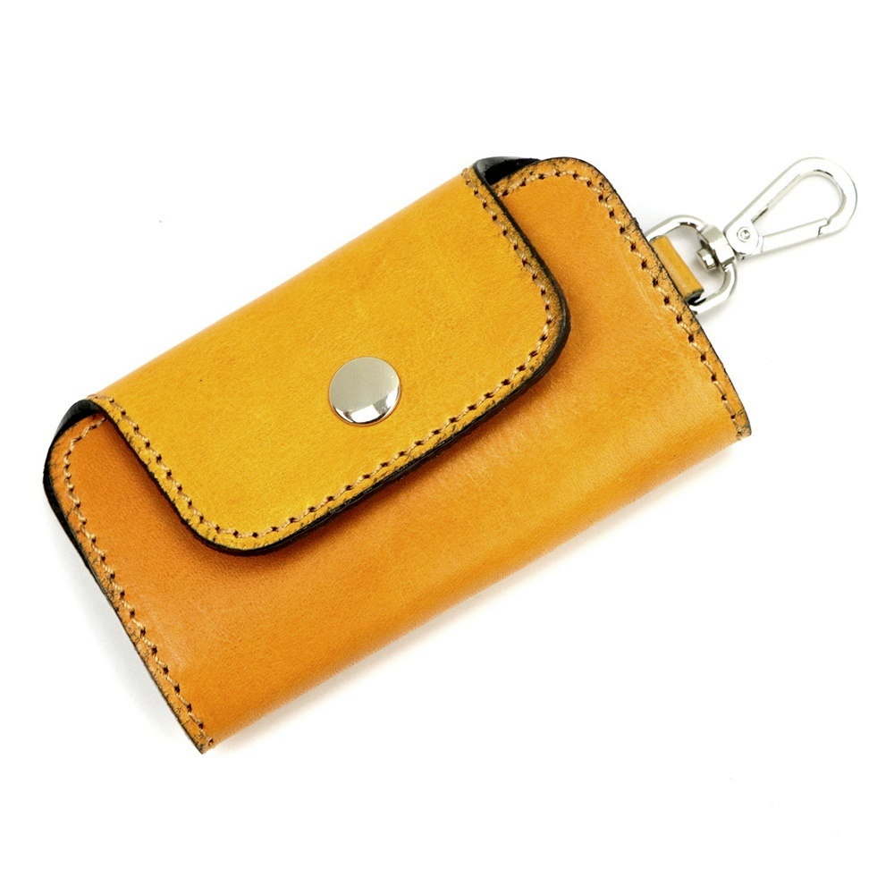 Kvalitní pevná kožená klíčenka Florence 02 žlutá