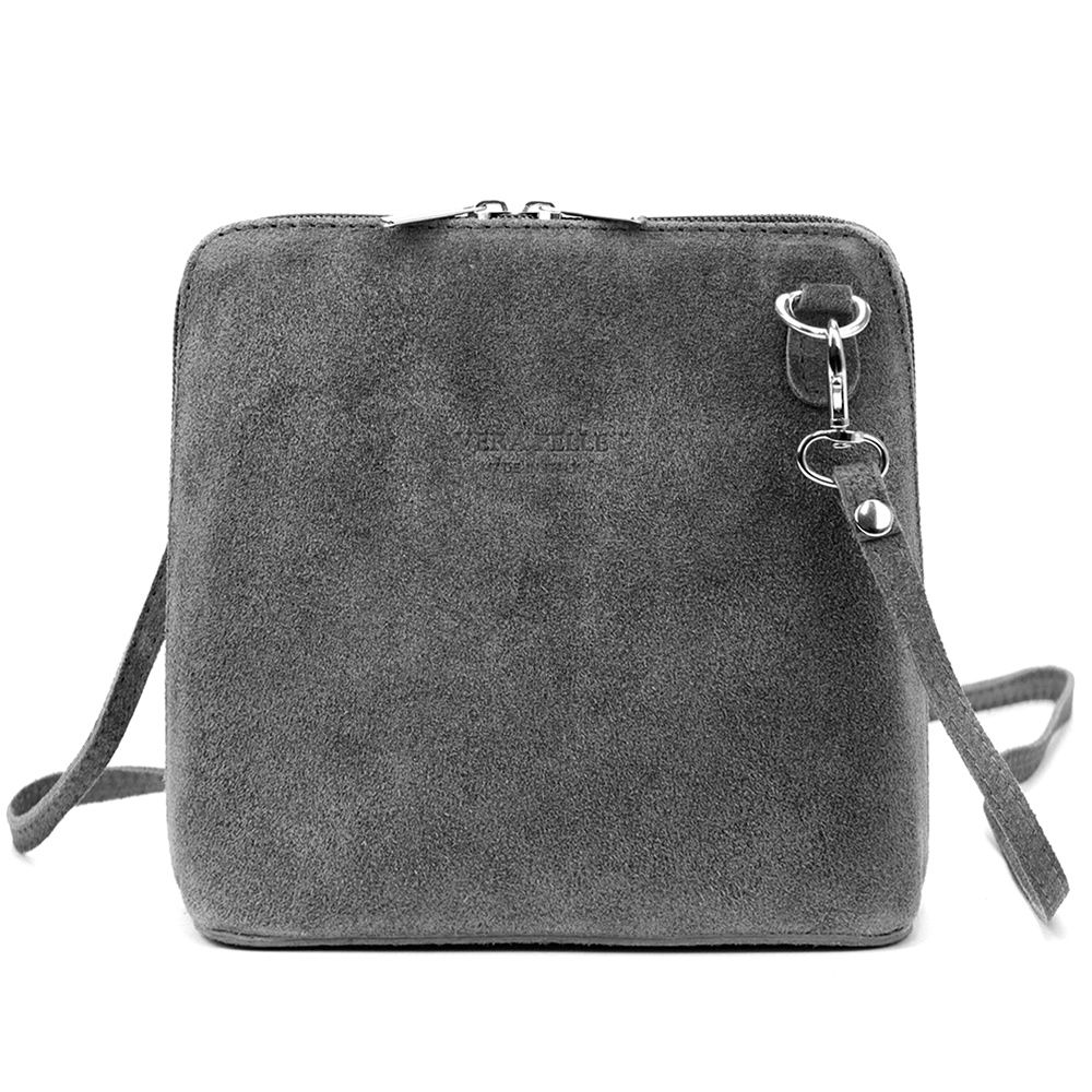 Malá kožená semišová crossbody kabelka no. 03 tmavěšedá