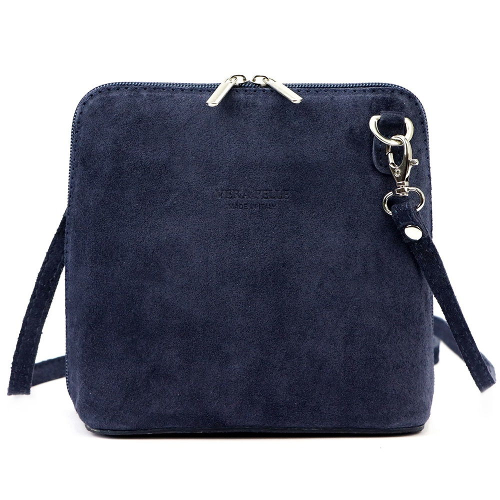 Malá kožená semišová crossbody kabelka no. 03 tmavěmodrá