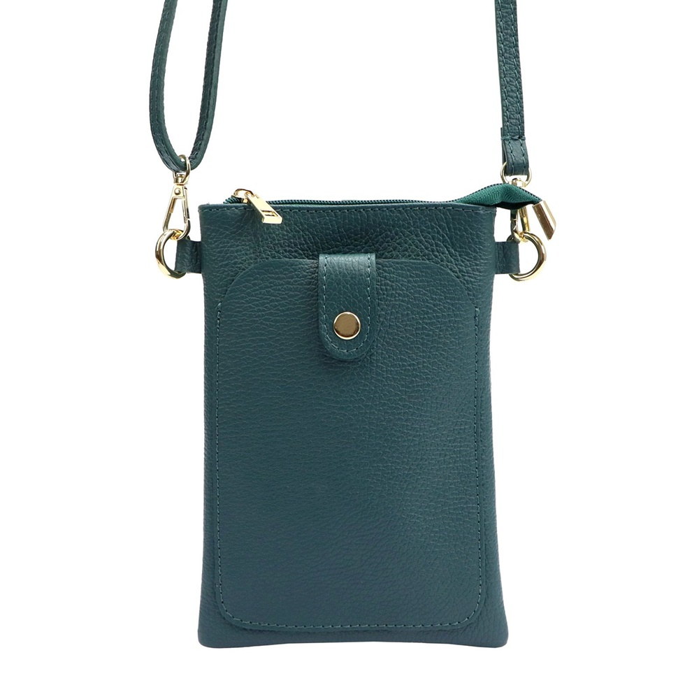 Malá kožená dvouoddílová crossbody kabelka (pouzdro na mobil) Luka tyrkysová