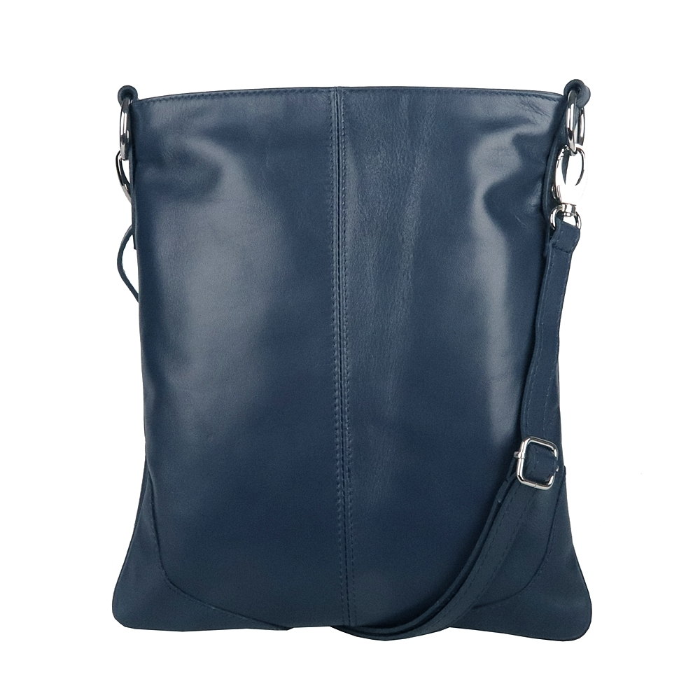 Střední/velká kožená crossbody kabelka Vera Pelle no. 5509 tmavěmodrá NEW