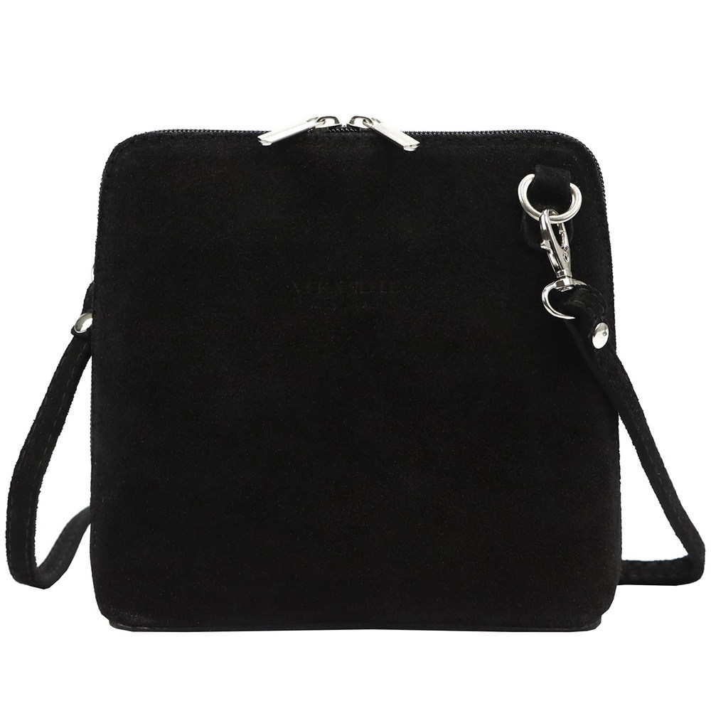 Malá kožená semišová crossbody kabelka no. 03 černá