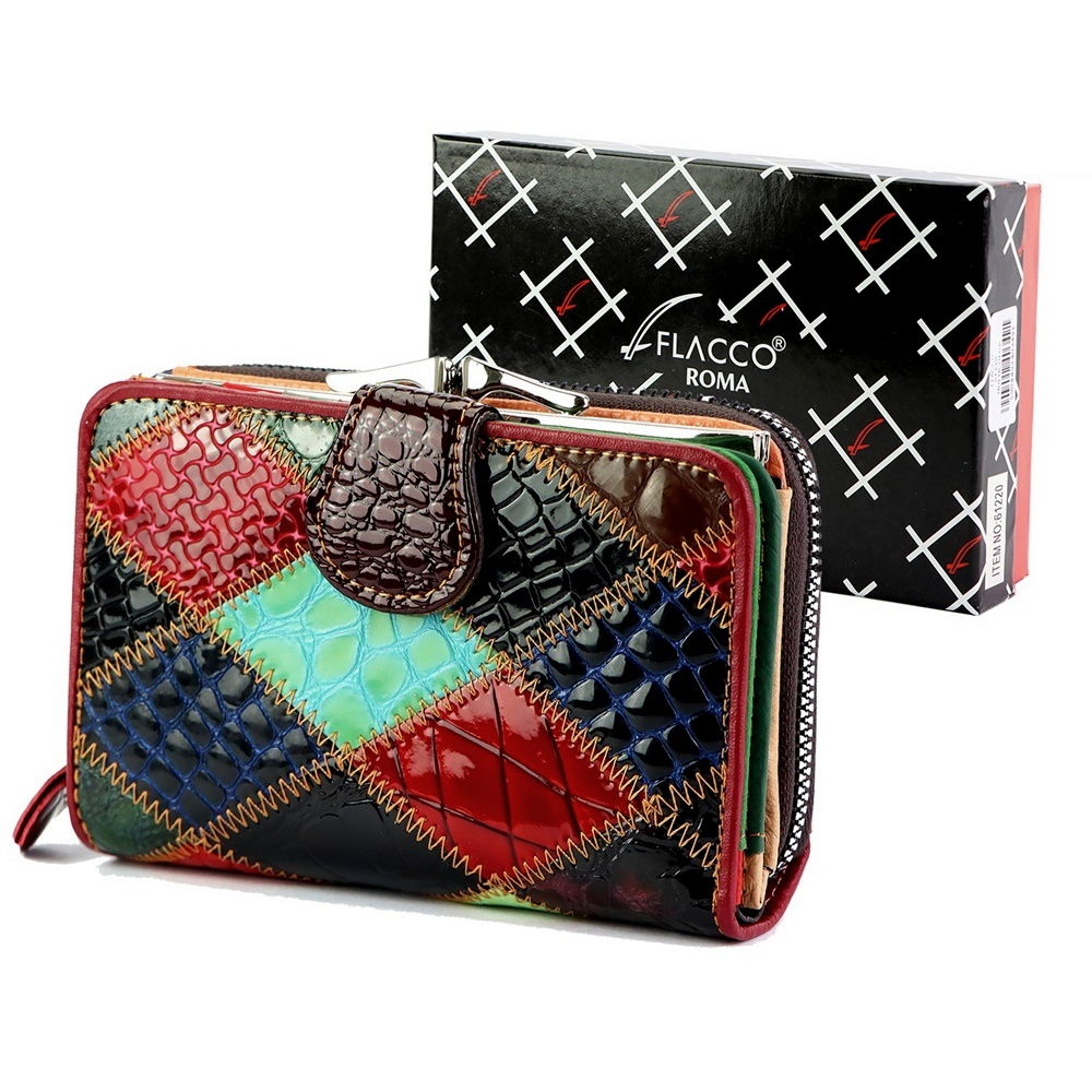 Tříoddílová kožená peněženka FLACCO no. 220 vícebarevná