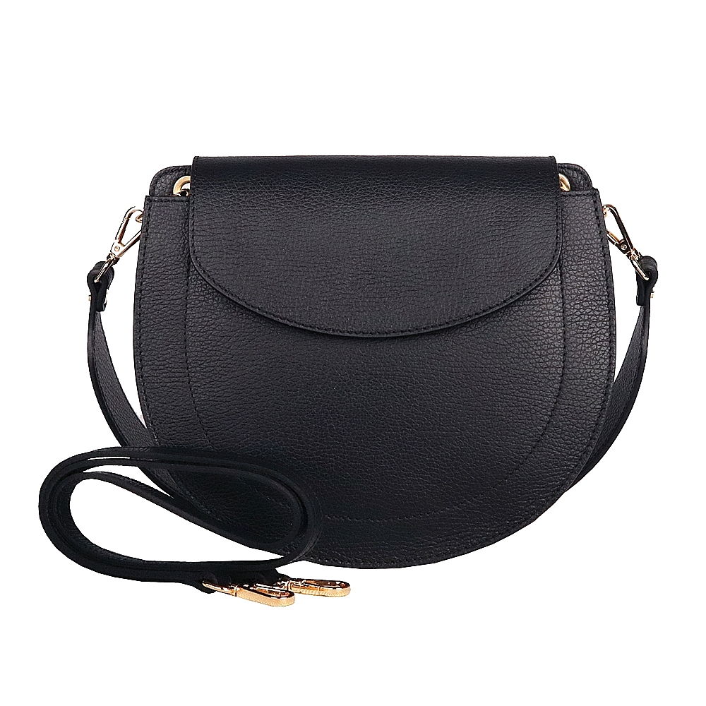 Středně velká pevná kabelka na rameno/crossbody Vera Pelle no. 377 černá