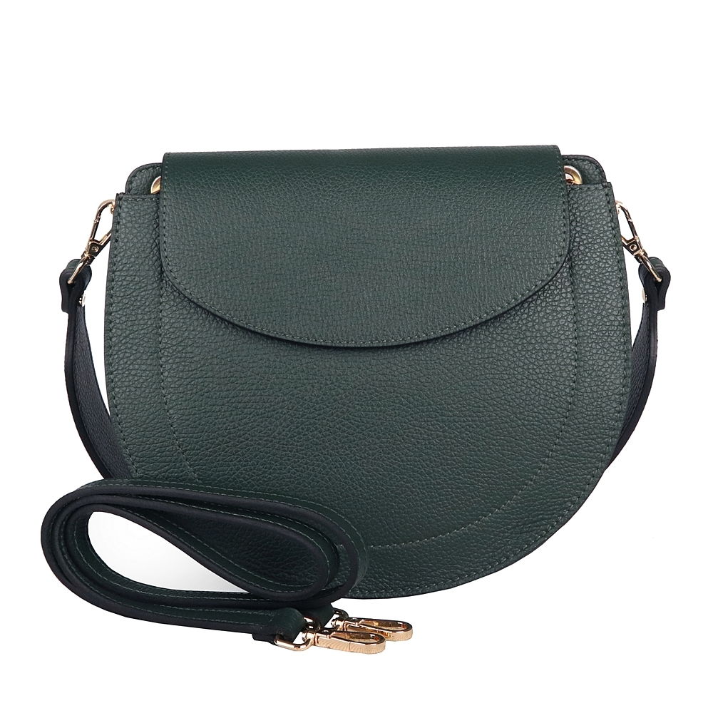 Středně velká kožená pevná kabelka na rameno/crossbody Vera Pelle no. 377 zelená