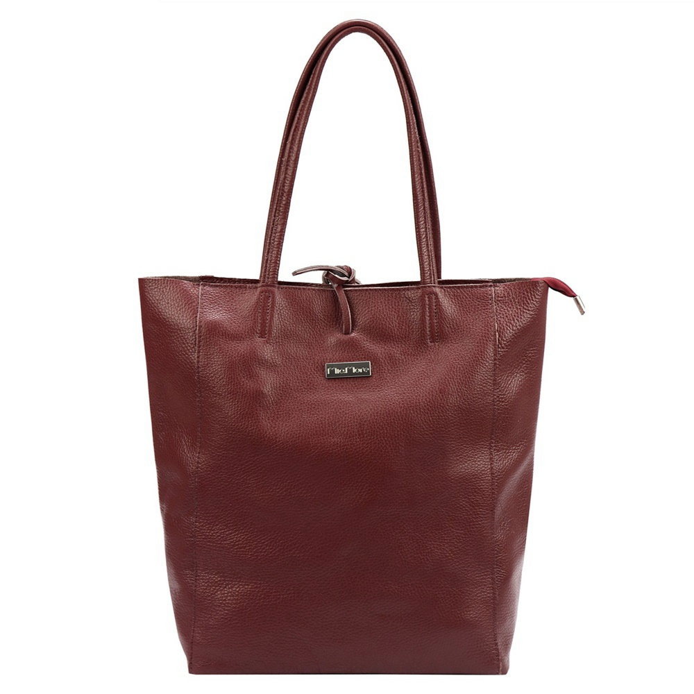 Velká kožená kabelka na rameno/do ruky MiaMore no. 014 vínová