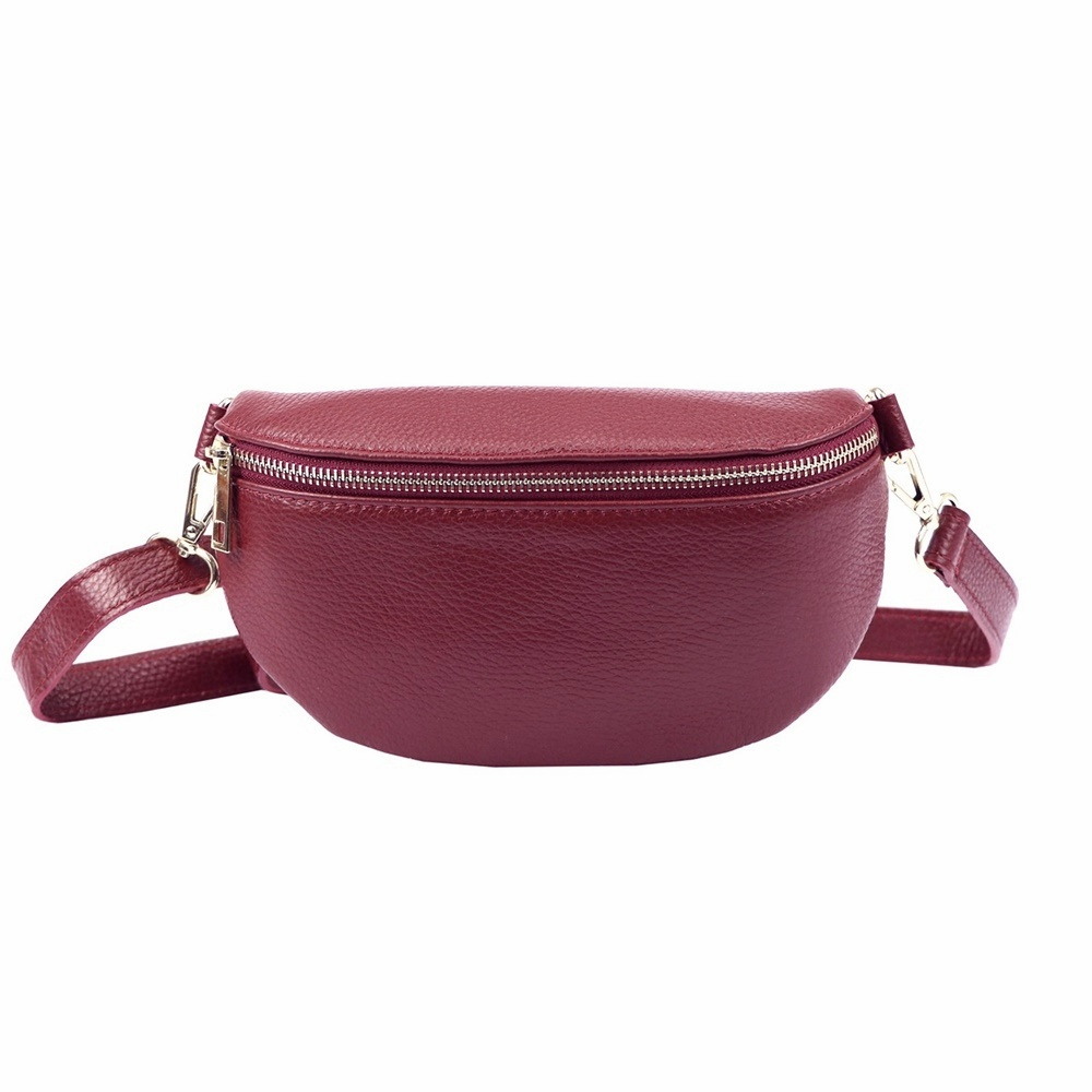 Dámská kožená ledvinka Vera Pelle no. 15 tmavěčervená