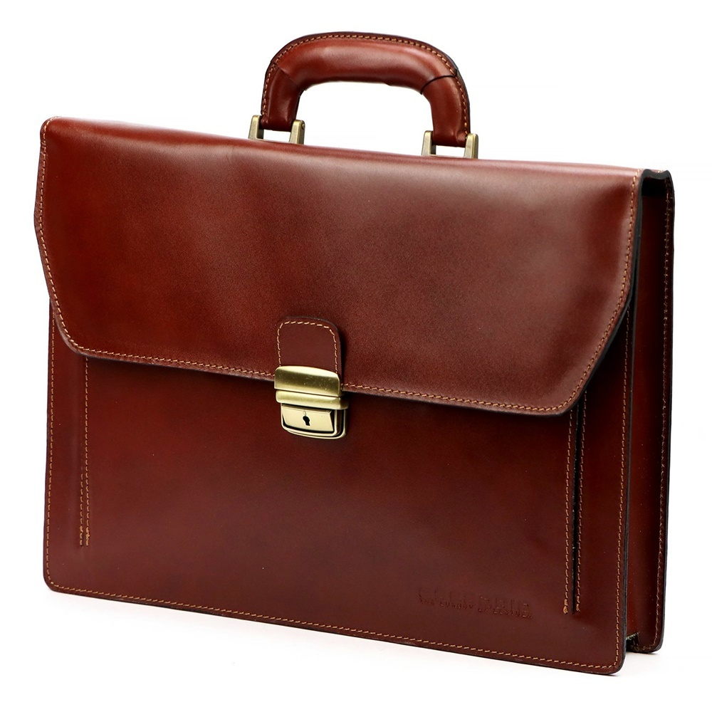 Hladká kožená aktovka Gregorio no. 819-1 hnědá